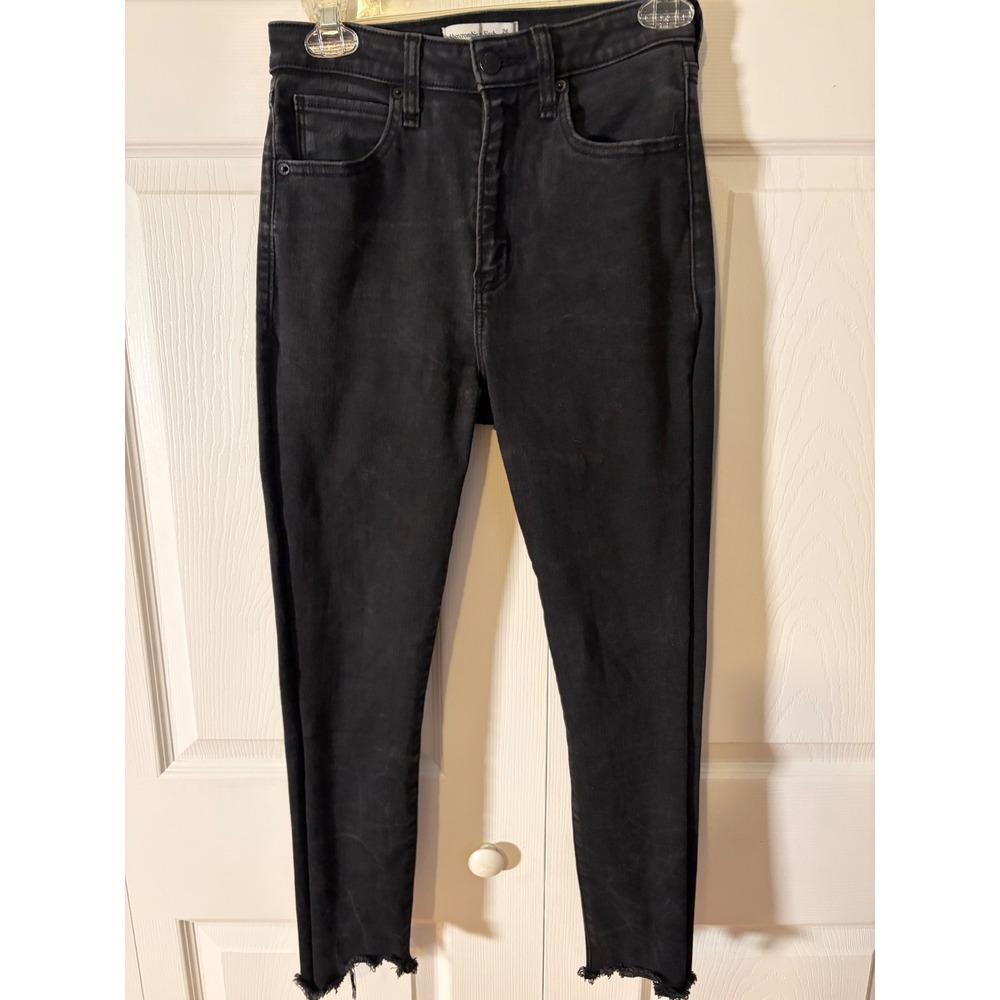 Abercrombie & Fitch Curve Love High Rise Super Skinny Ankle Jeans Black 26 2S